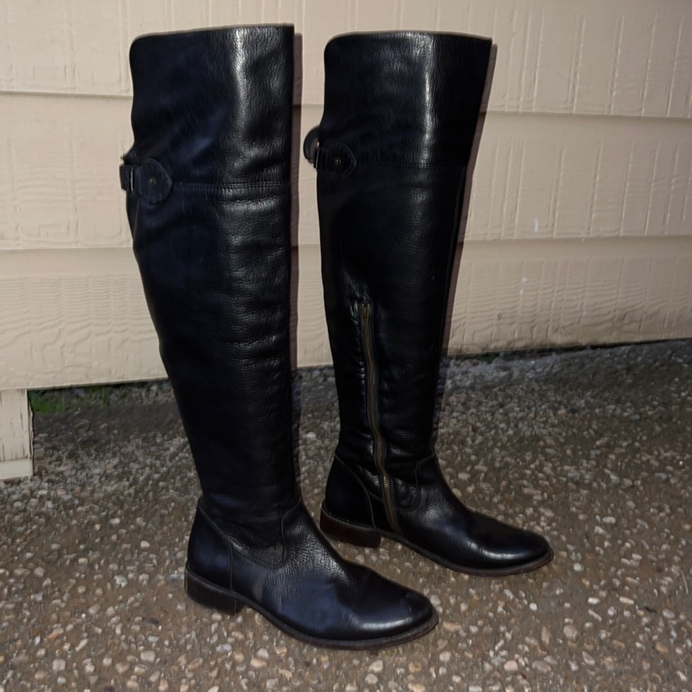 Frye Shirley Over the Knee Boots. Leather. Color: Black. Size: 7.5.